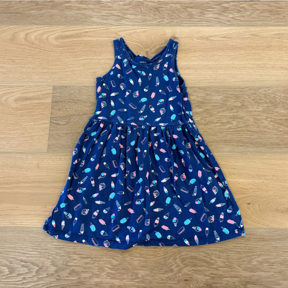Carter's Navy Blue Tank Dress with Pink & Teal Popsicle Print